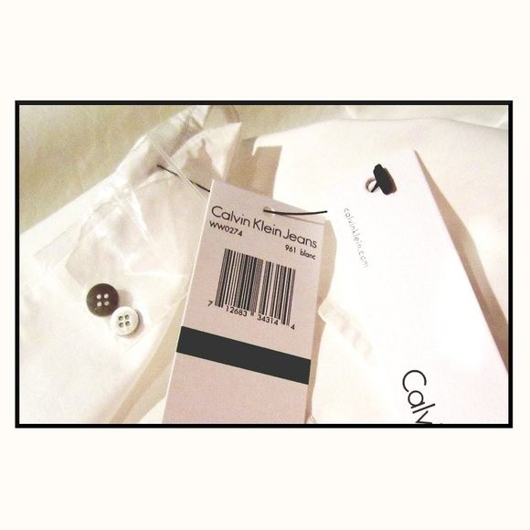 Calvin Klein Jeans NEW Soft Girl Semi-Sheer Panels Mandarin Collar Blouse L - Picture 5 of 11